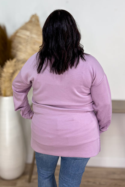 Lilac Daisy Modal Hi Low Pullover back