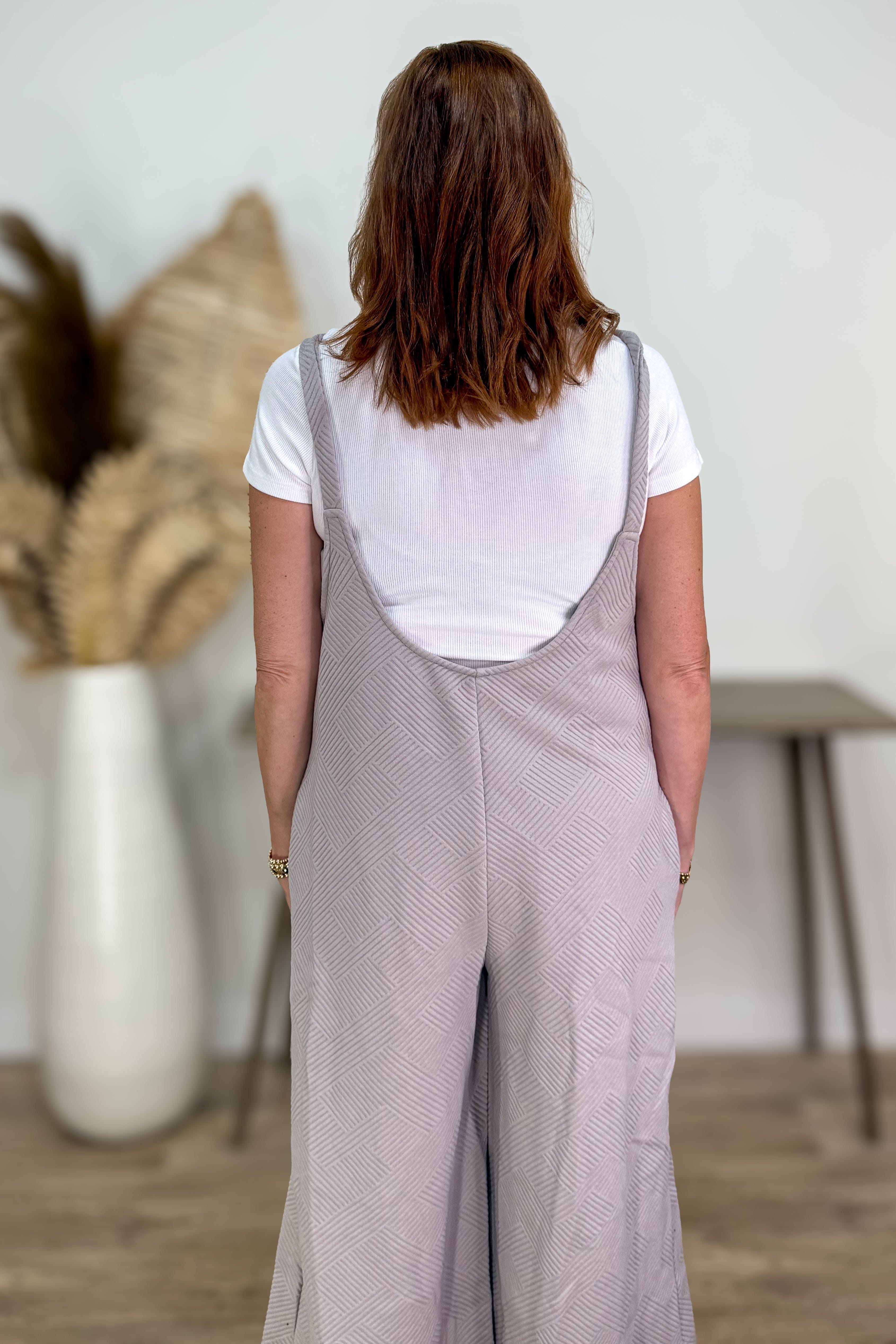 Oatmeal Texture Cropped Overall back