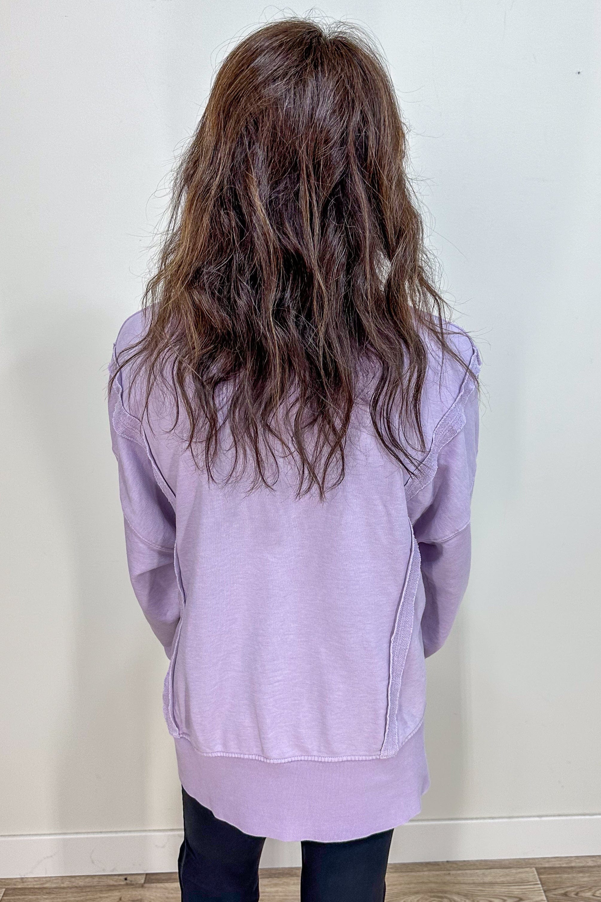 Dusty Lavender French Terry Henley Sweatshirt back