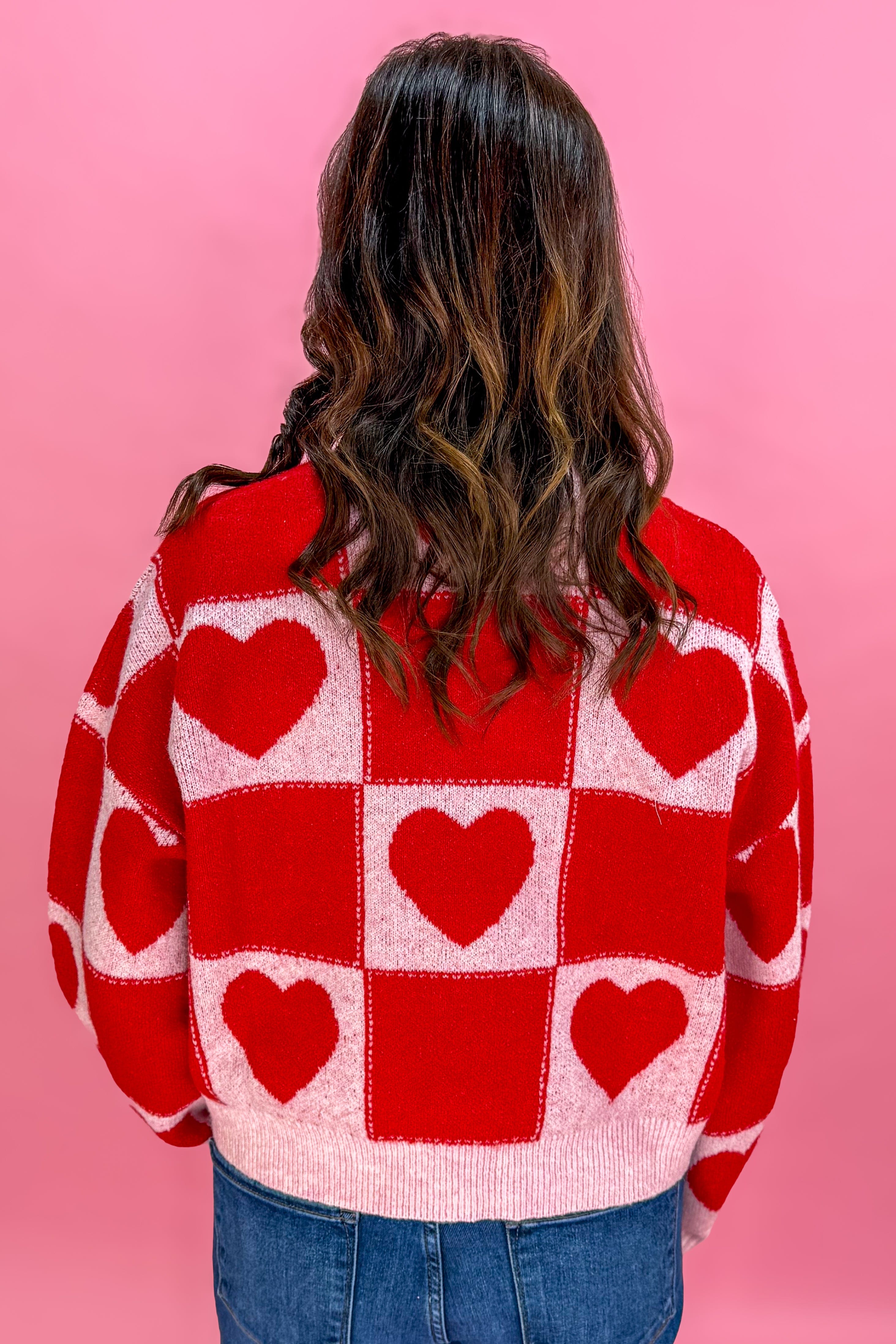 Red Heart Checkered Sweater back