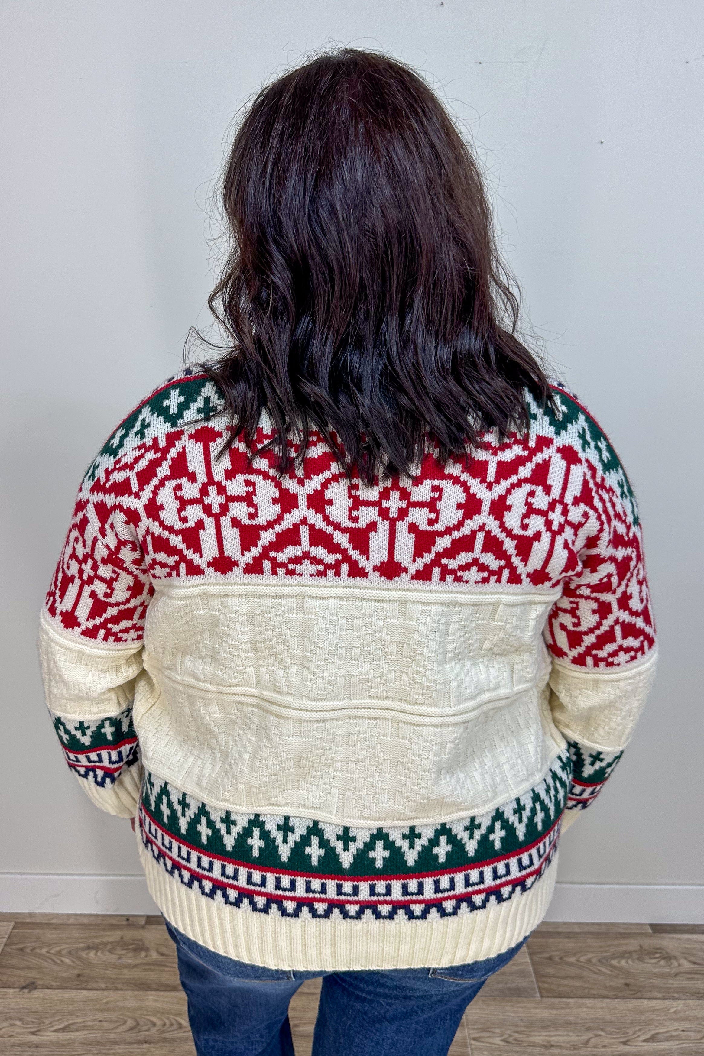 Ivory Holiday Print Cardigan back