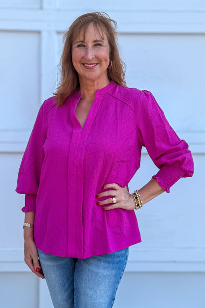 Magenta Piping Detail Top