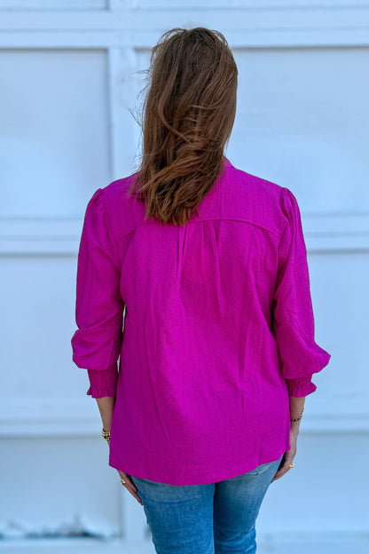 Magenta Piping Detail Top back