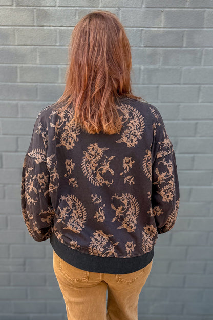 Brown Paisley French Terry back