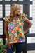 Brown Floral Capped Sleeve Blouse