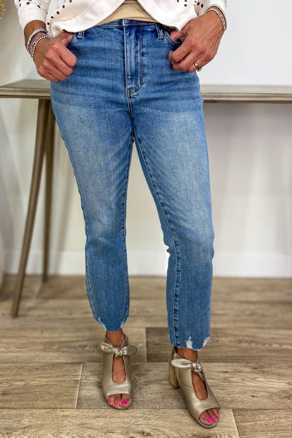 Vintage Wash Destroy Hem Kick Flare