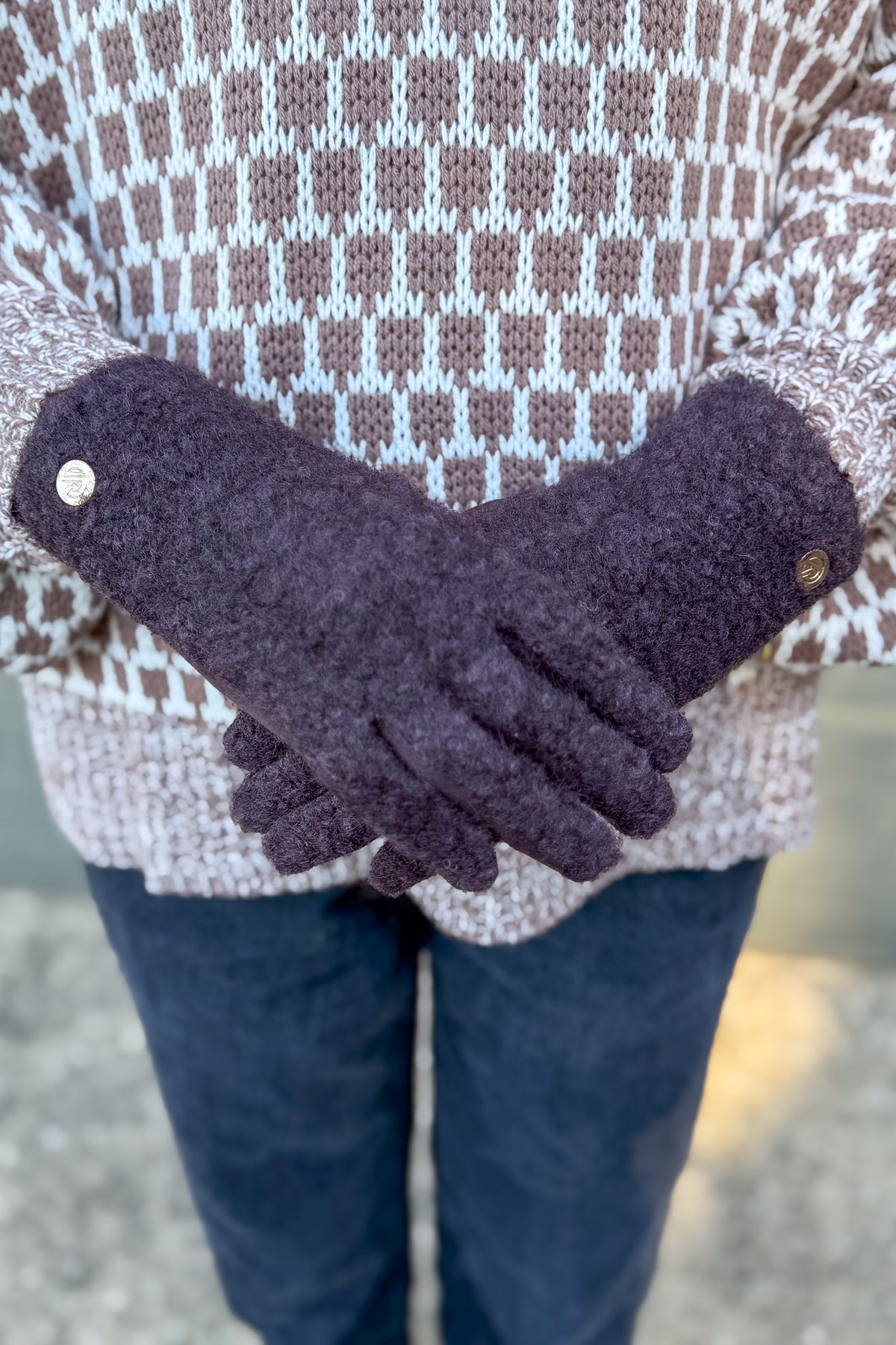 Brown Heathered Bouclé Gloves