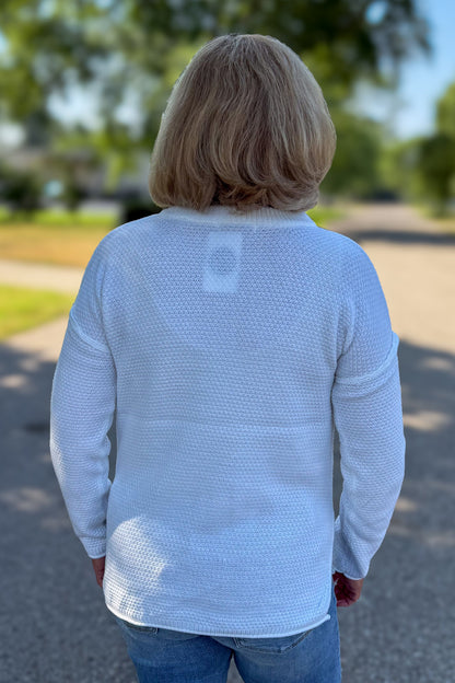Ivory Button Henley Basic Sweater