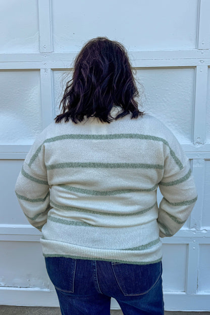 Dark Mint Texture Stripe Sweater