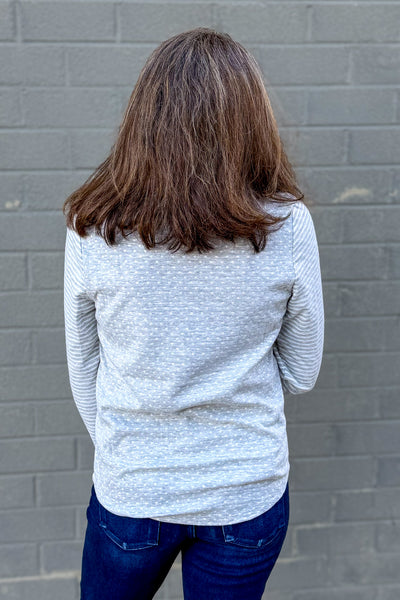 Heather Grey Polka Dot & Stripe Mix Top Back
