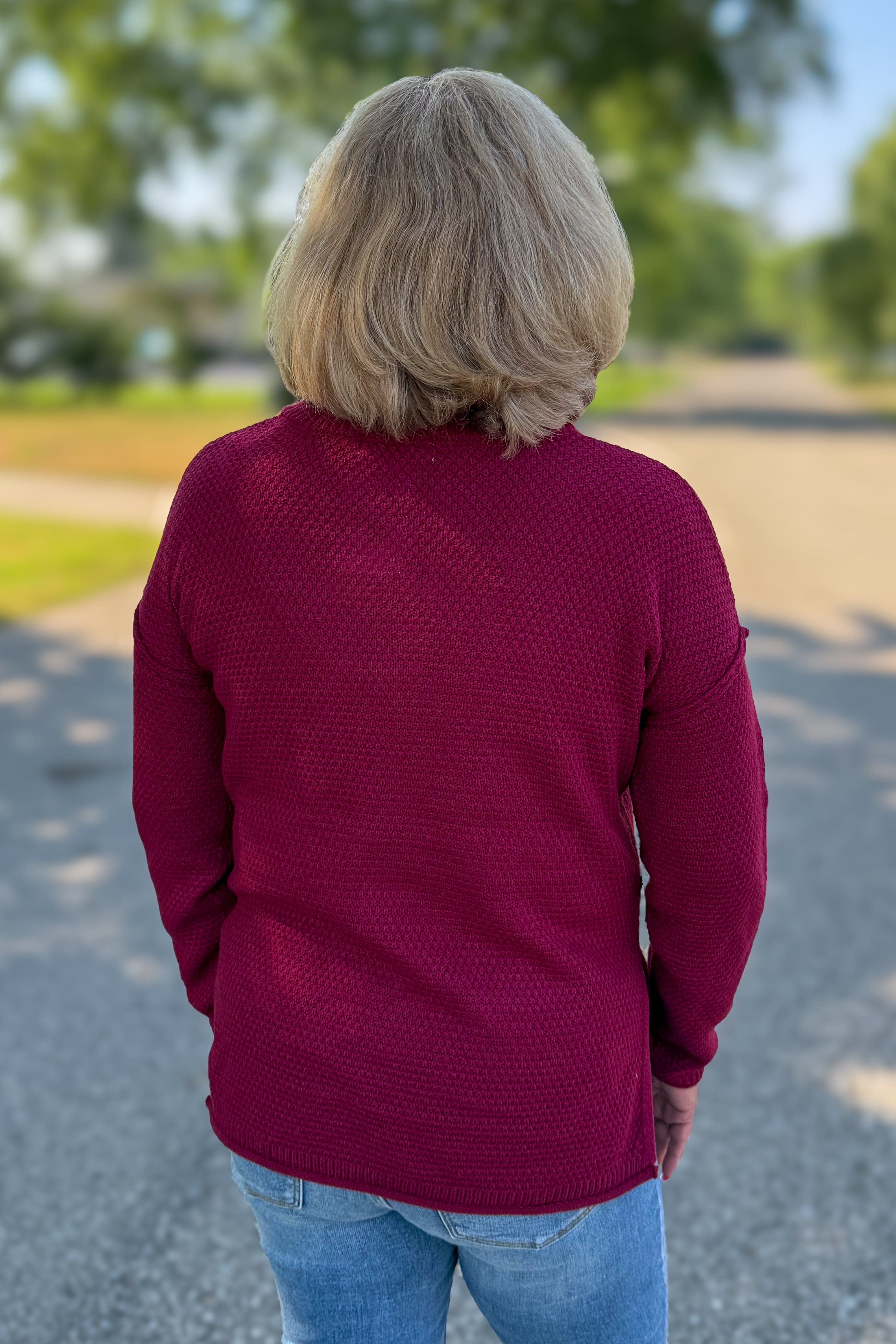 Cabernet Button Henley Basic Sweater