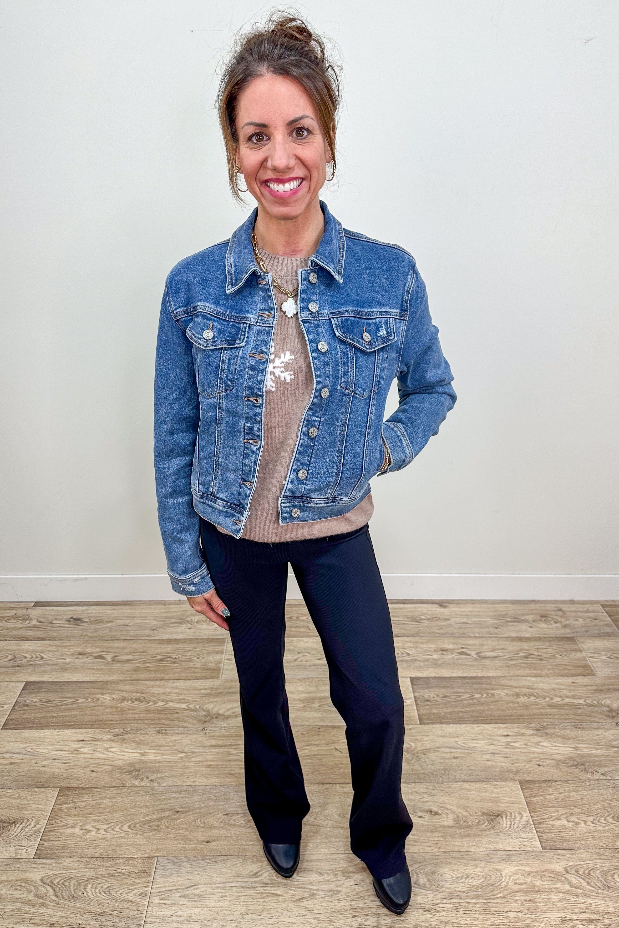 Classic Vintage Wash Denim Jacket styled