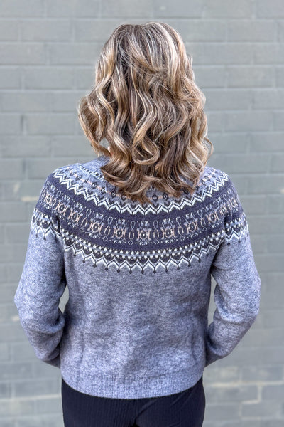 Charcoal Fairisle Knit Sweater Back