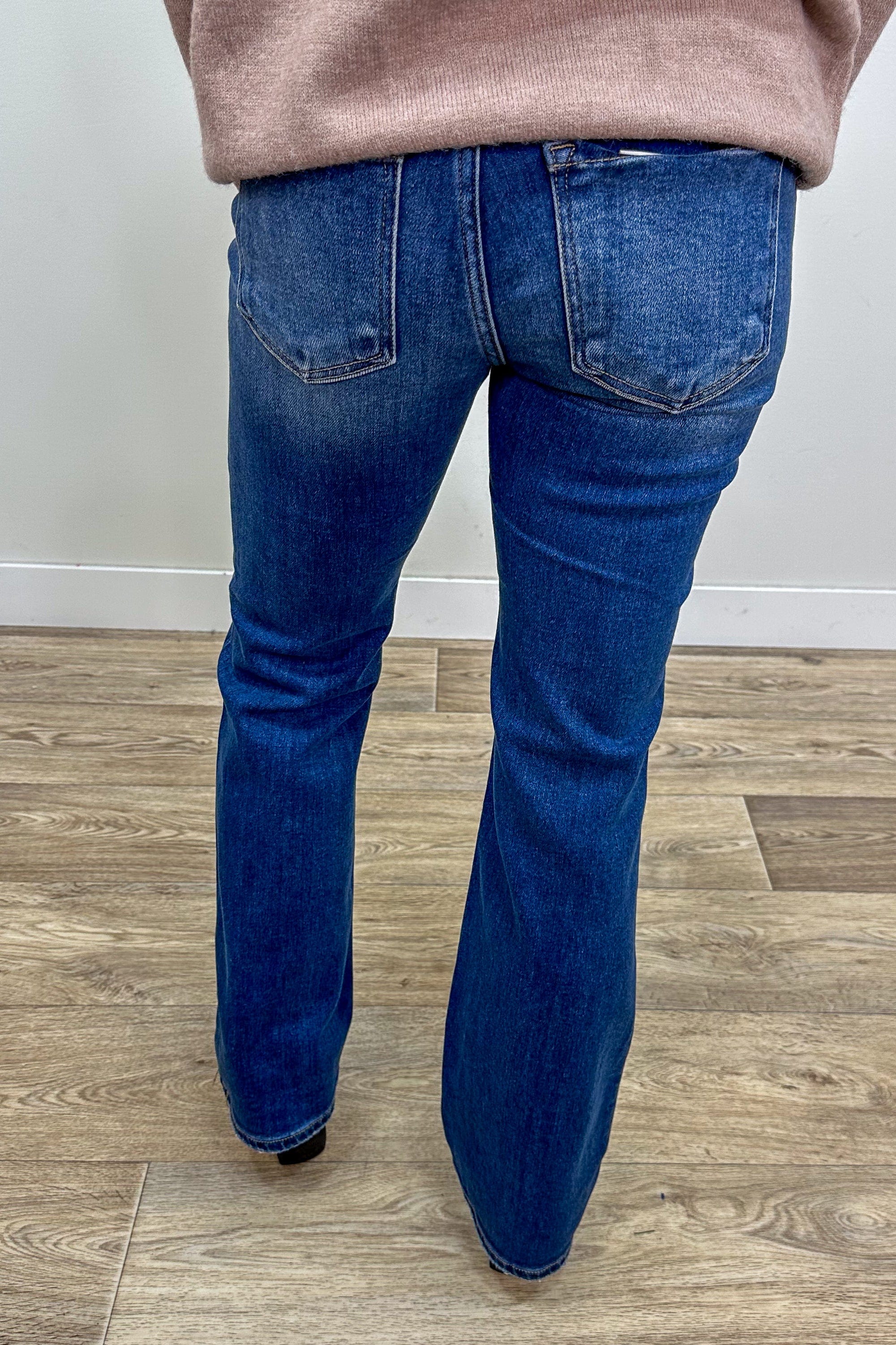 Dark High Rise Ankle Bootcut Jeans back