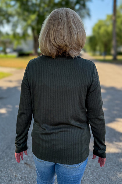 Olive Pointelle Knit Top back
