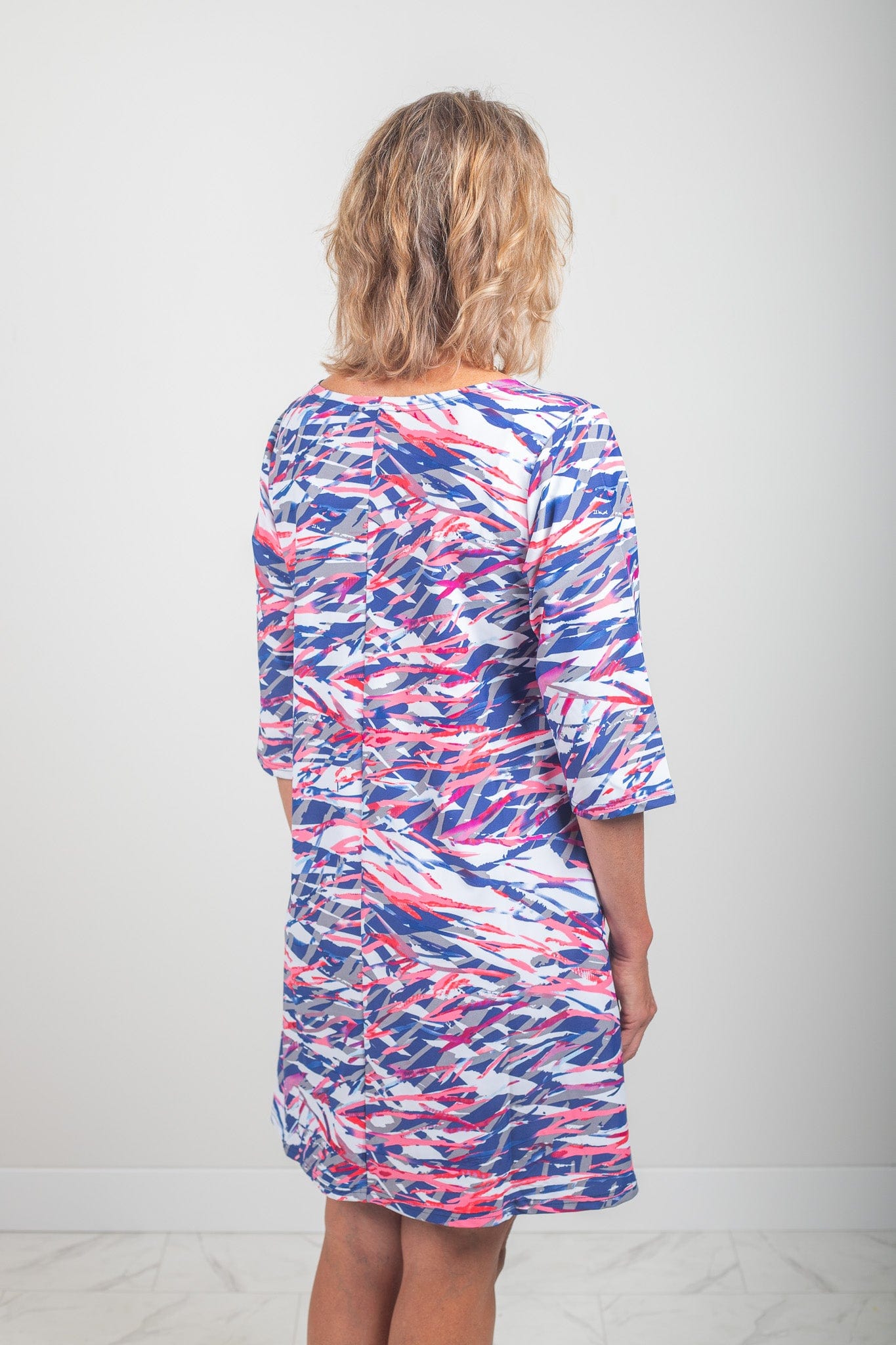 Navy & Pink Elsa Swing Dress w/Pockets