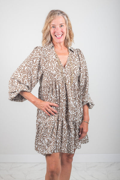 Mocha Mixed Shapes Dress