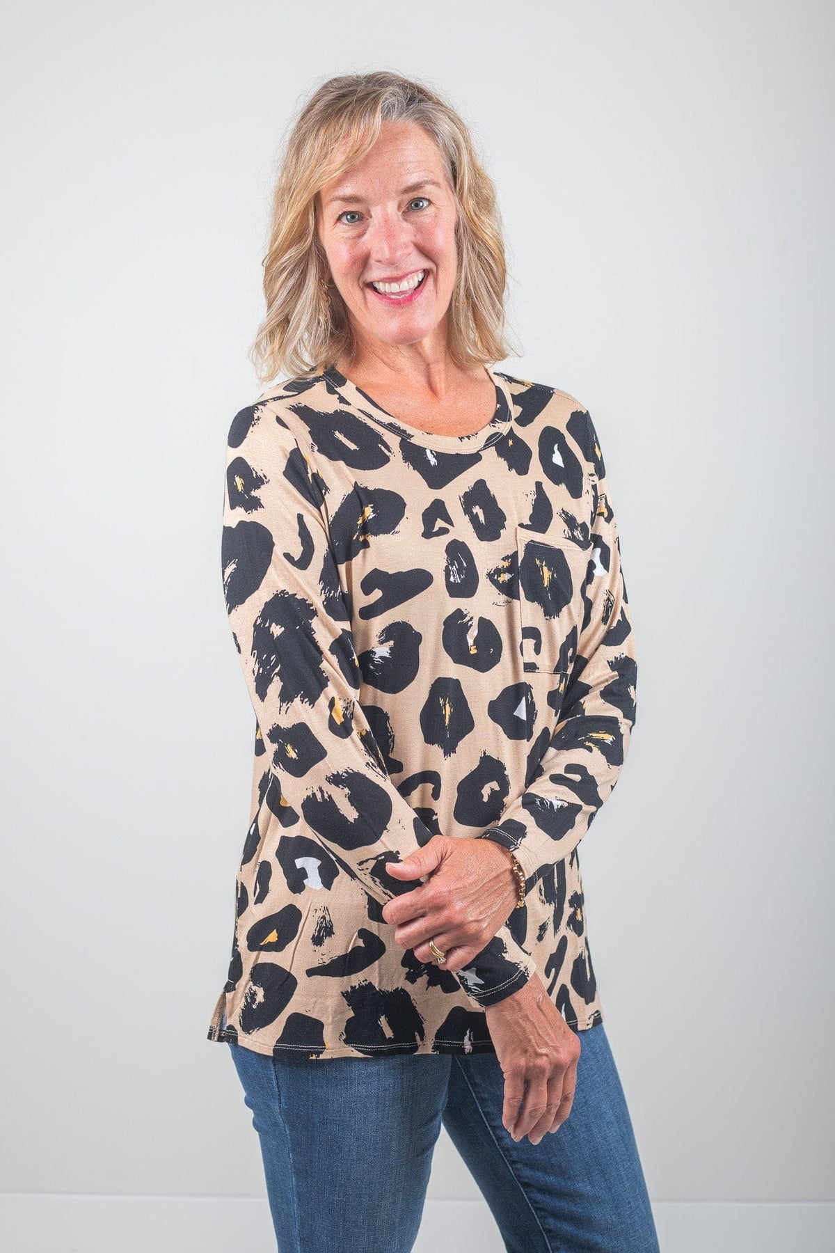 Tan Leopard Holland Top