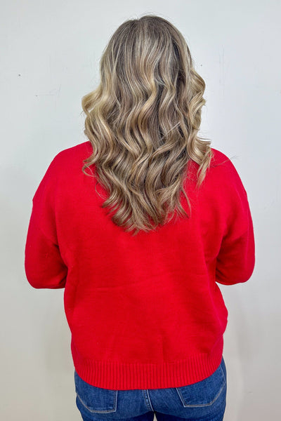 Red Sequin Bow Sweater back