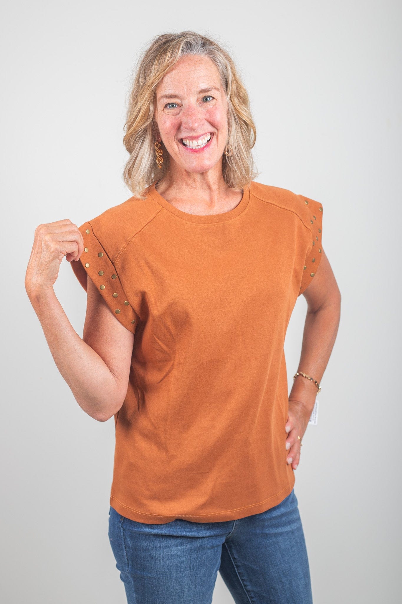 Brown w/Metal Stud Detail Top