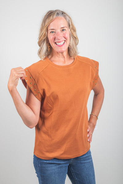 Brown w/Metal Stud Detail Top