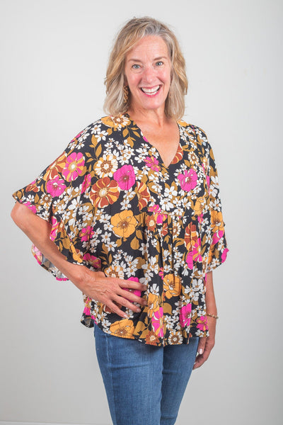 Black Multi Floral Blouse