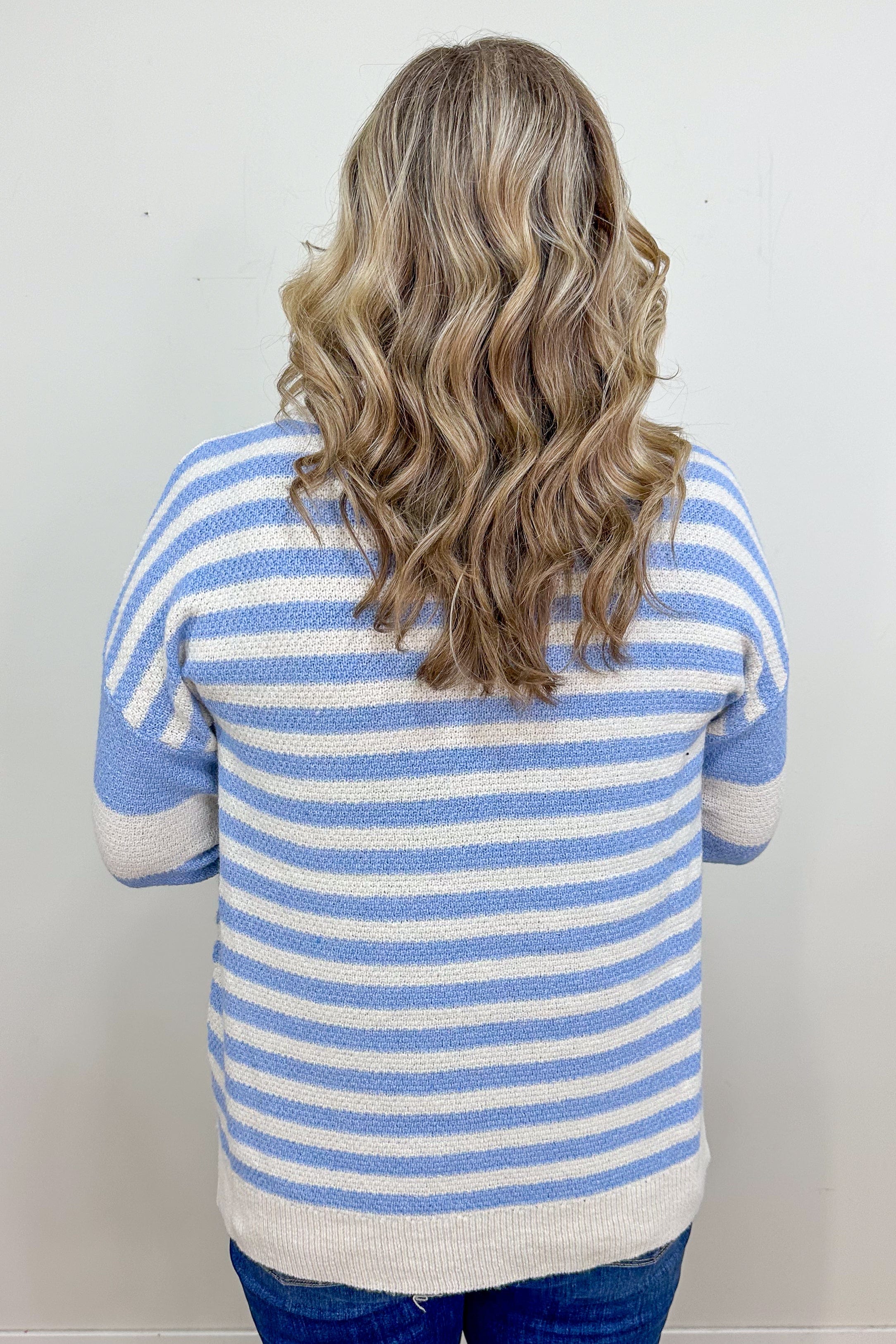 Knit Blue & Ivory Stripe Sweater back