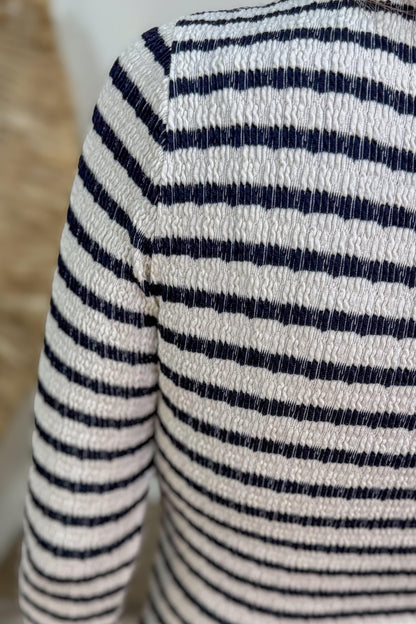 Cream Stripe Scoop Neck Top detail