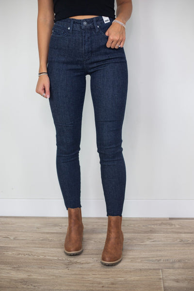 Dark Control Top Raw Hem Skinny