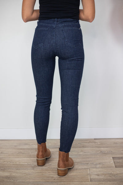 Dark Control Top Raw Hem Skinny