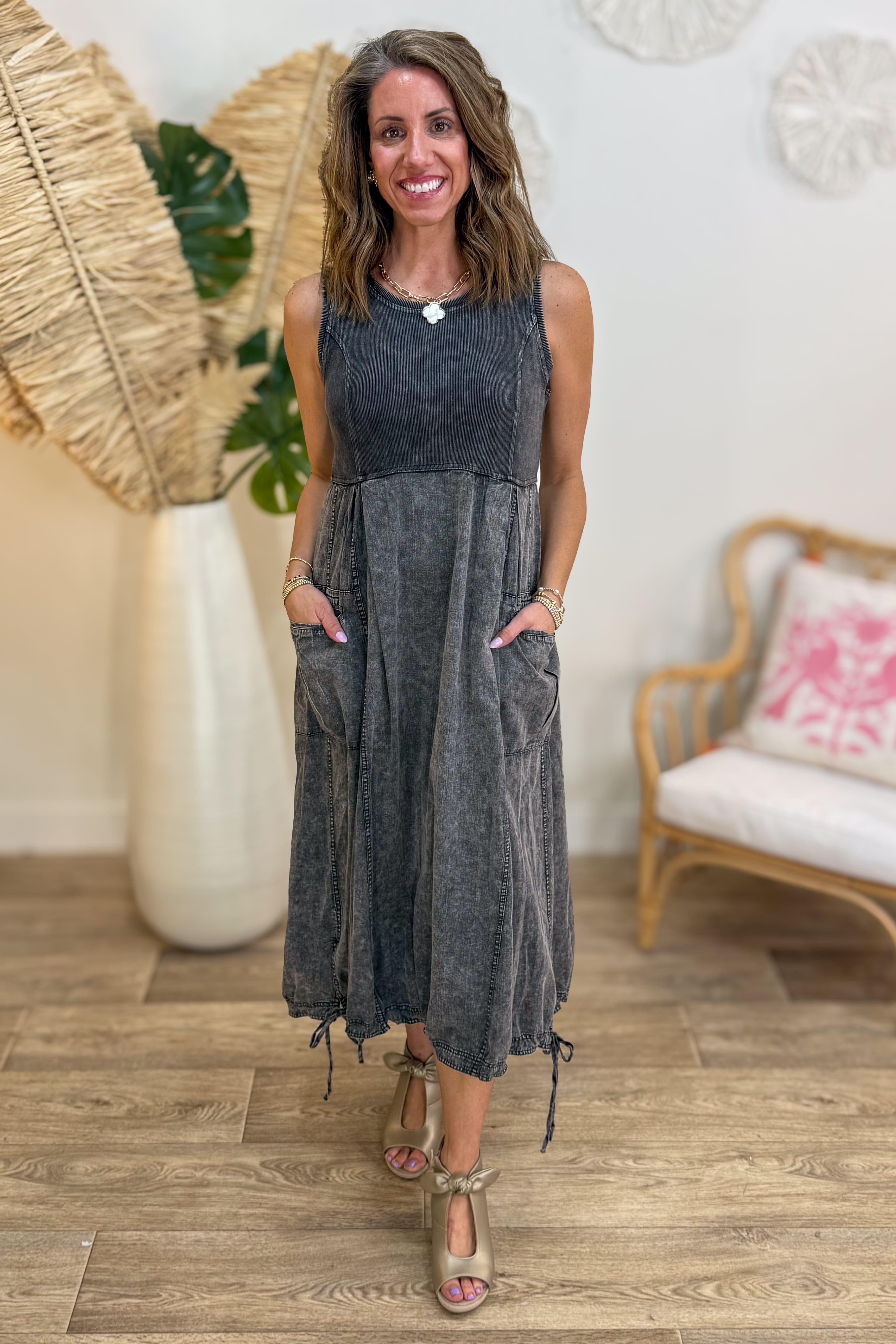 Black Cargo Maxi Dress