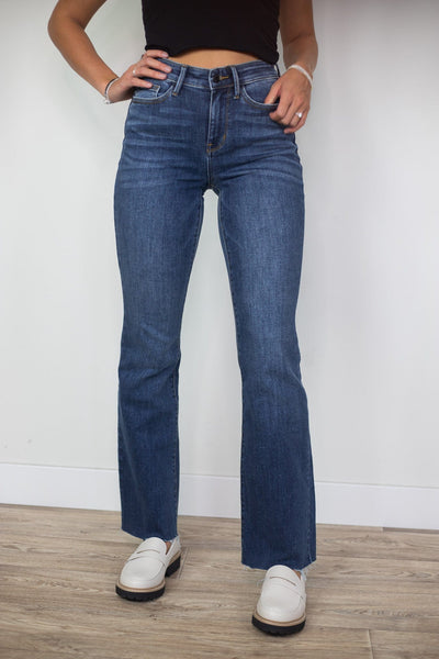 Contrast Wash & Cut Hem Bootcut Jean