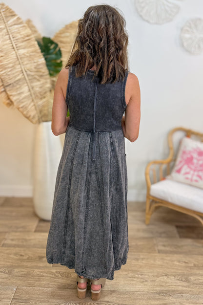 Black Cargo Maxi Dress Back
