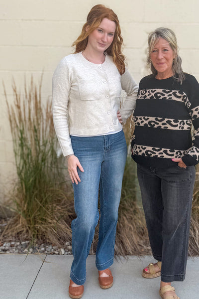 Taupe Pocket Button Cardigan styled