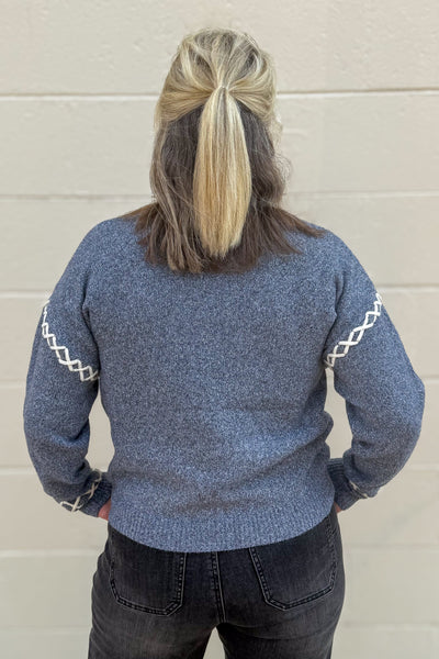Charcoal Loop Trim Sweater back