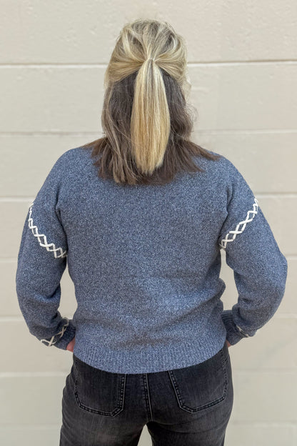 Charcoal Loop Trim Sweater back