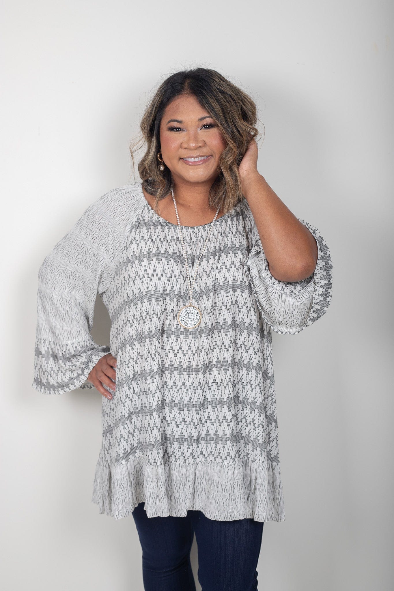 Black & White Ruffle Top