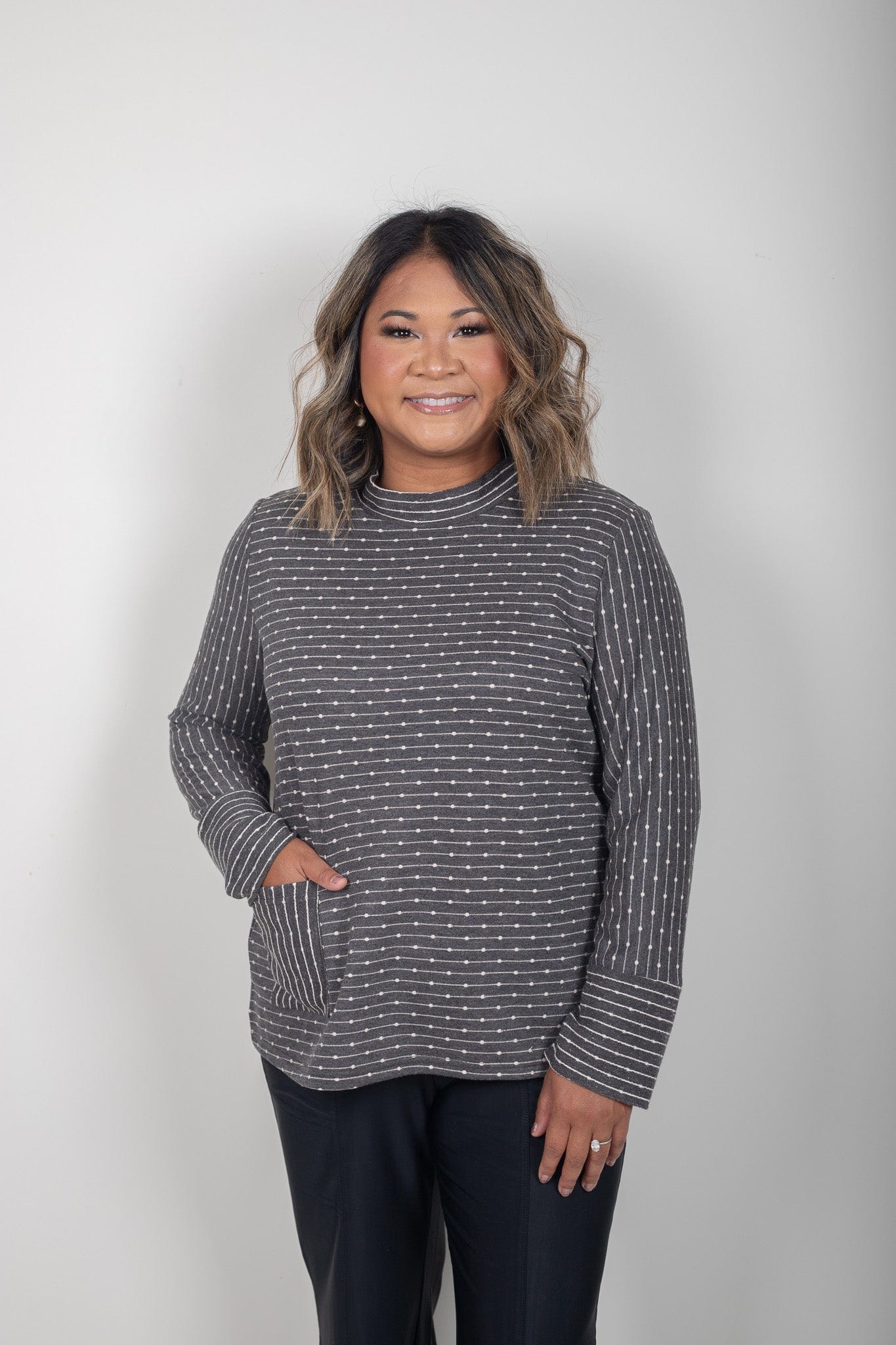 Black Knit Dots Top