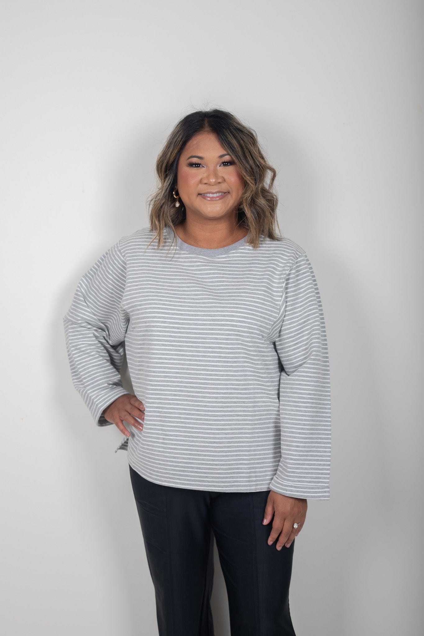 Grey Mini Stripe Top