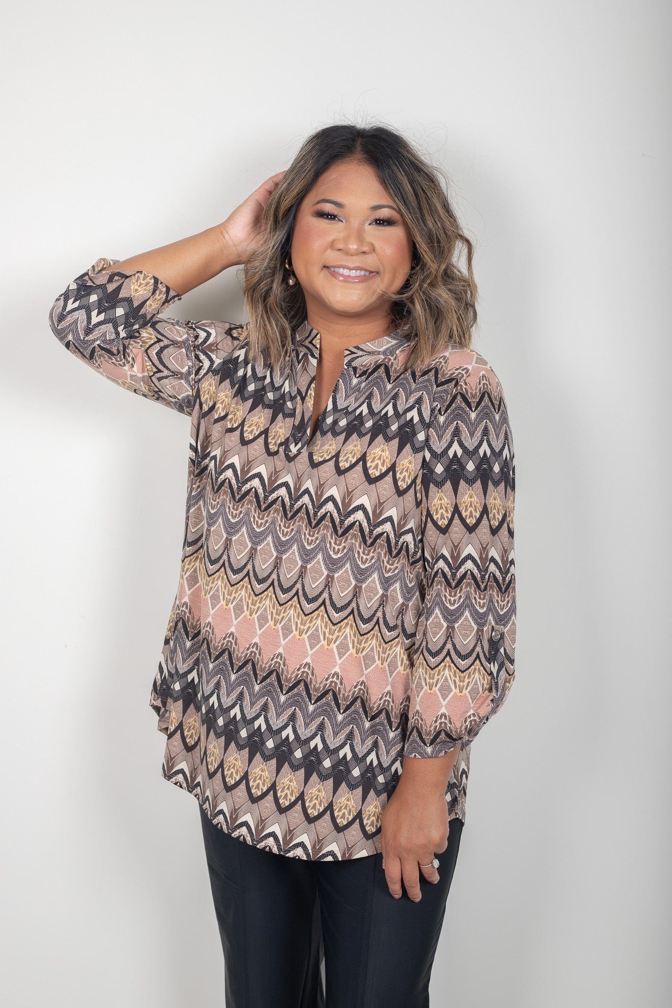 Mocha & Mauve Pattern Lizzy Top