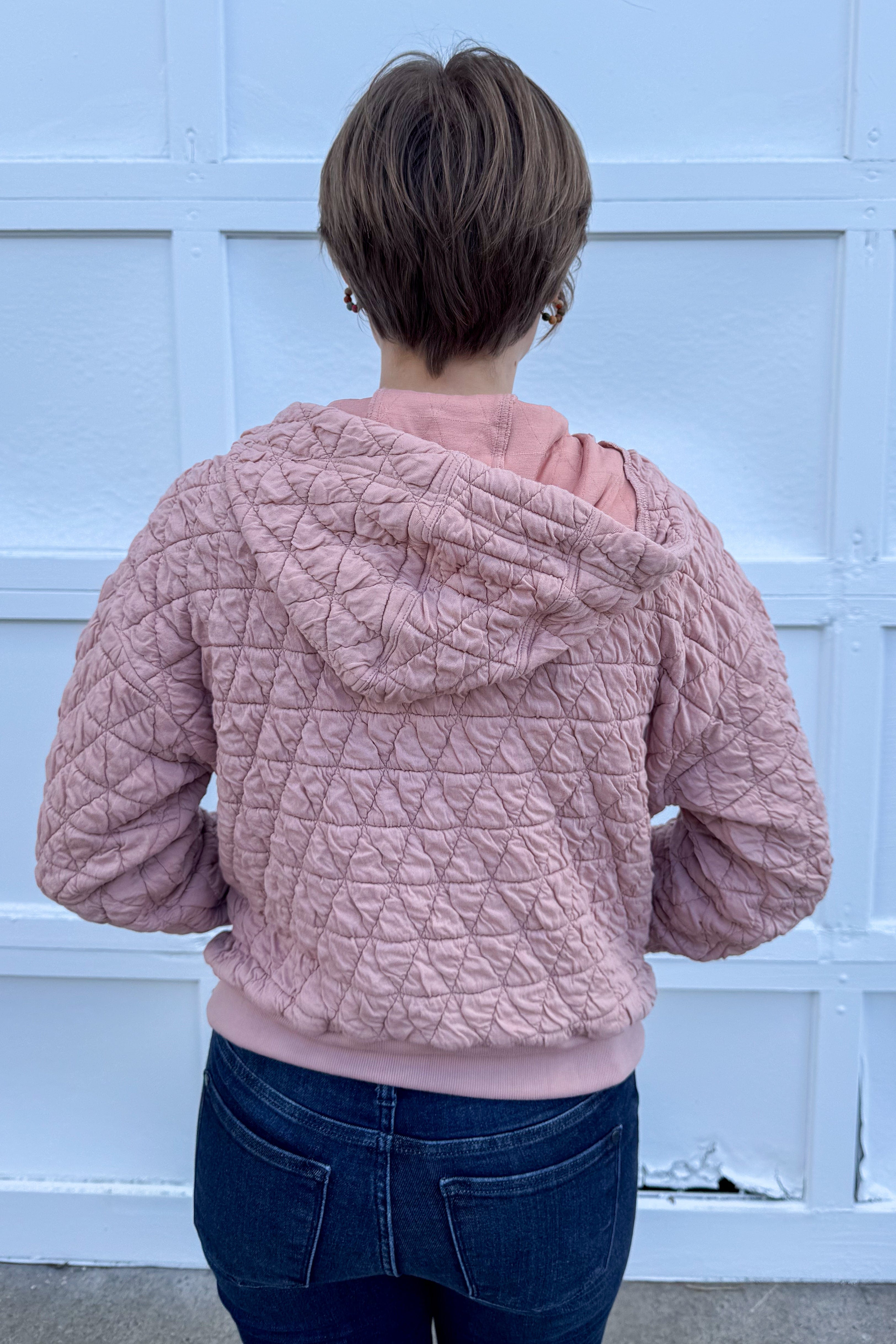 Blush Textured Quilted Knit Jacket back