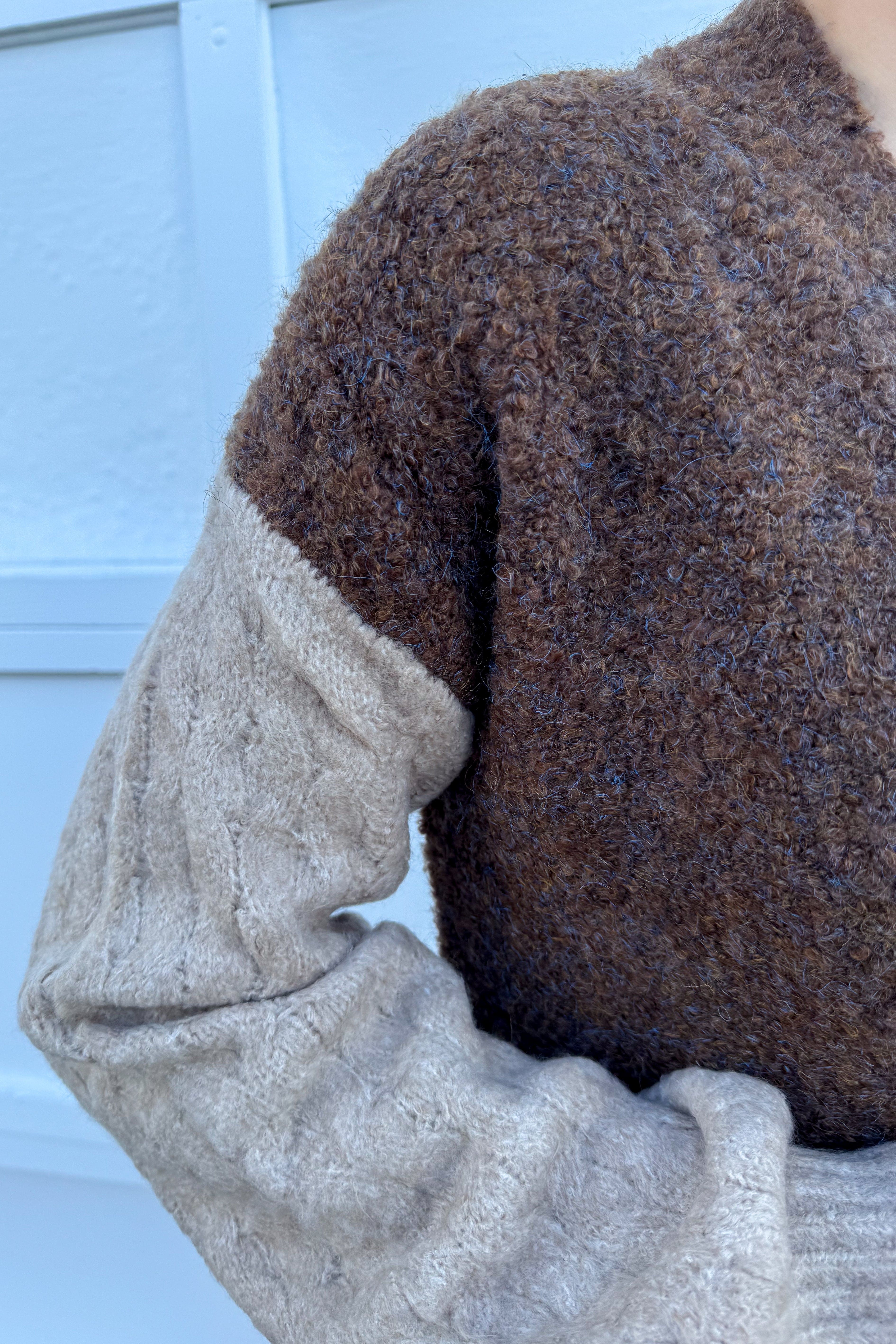 Brown & Taupe Colorblock Cardigan detail