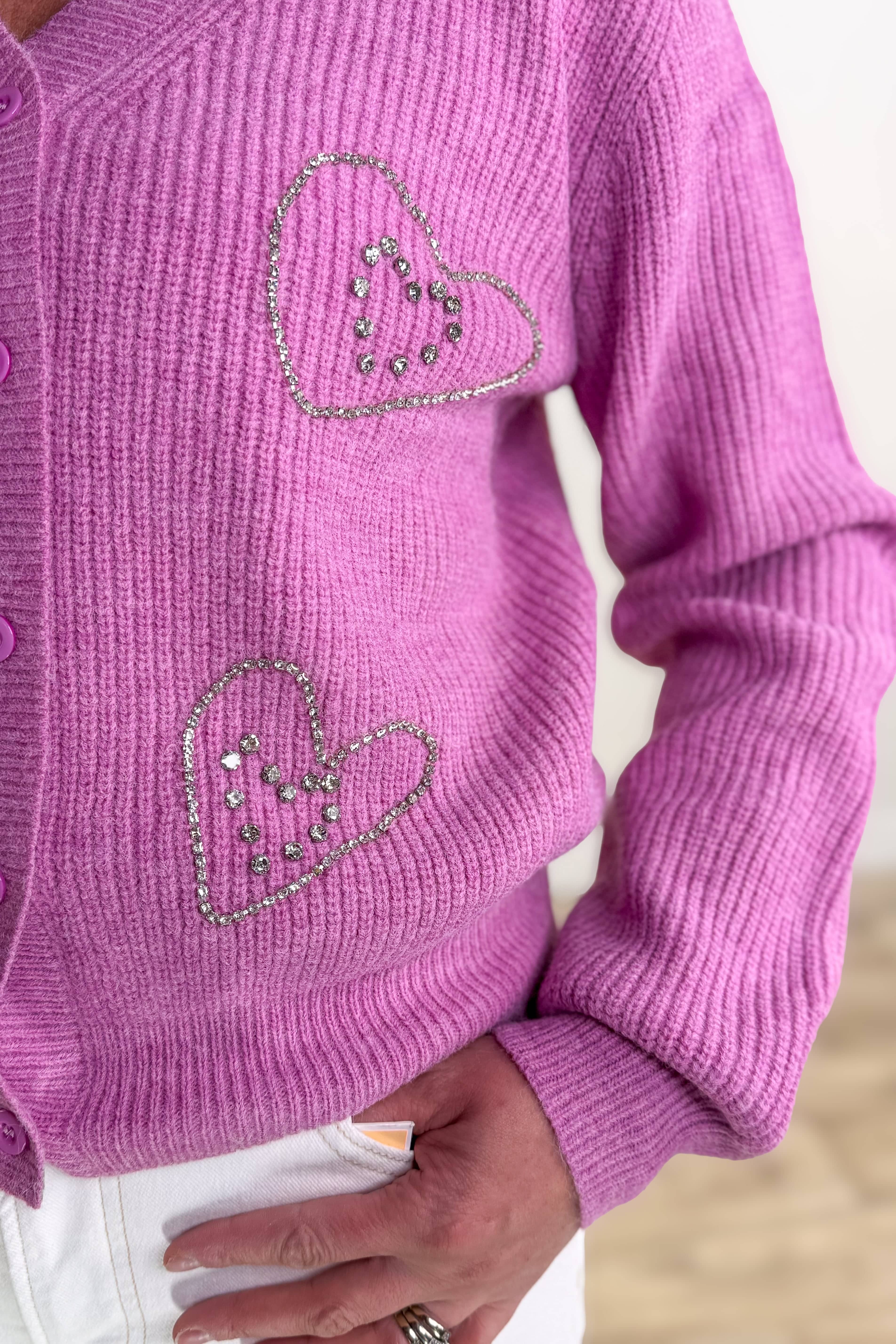 Lilac Heart Stud Button Up Cardigan