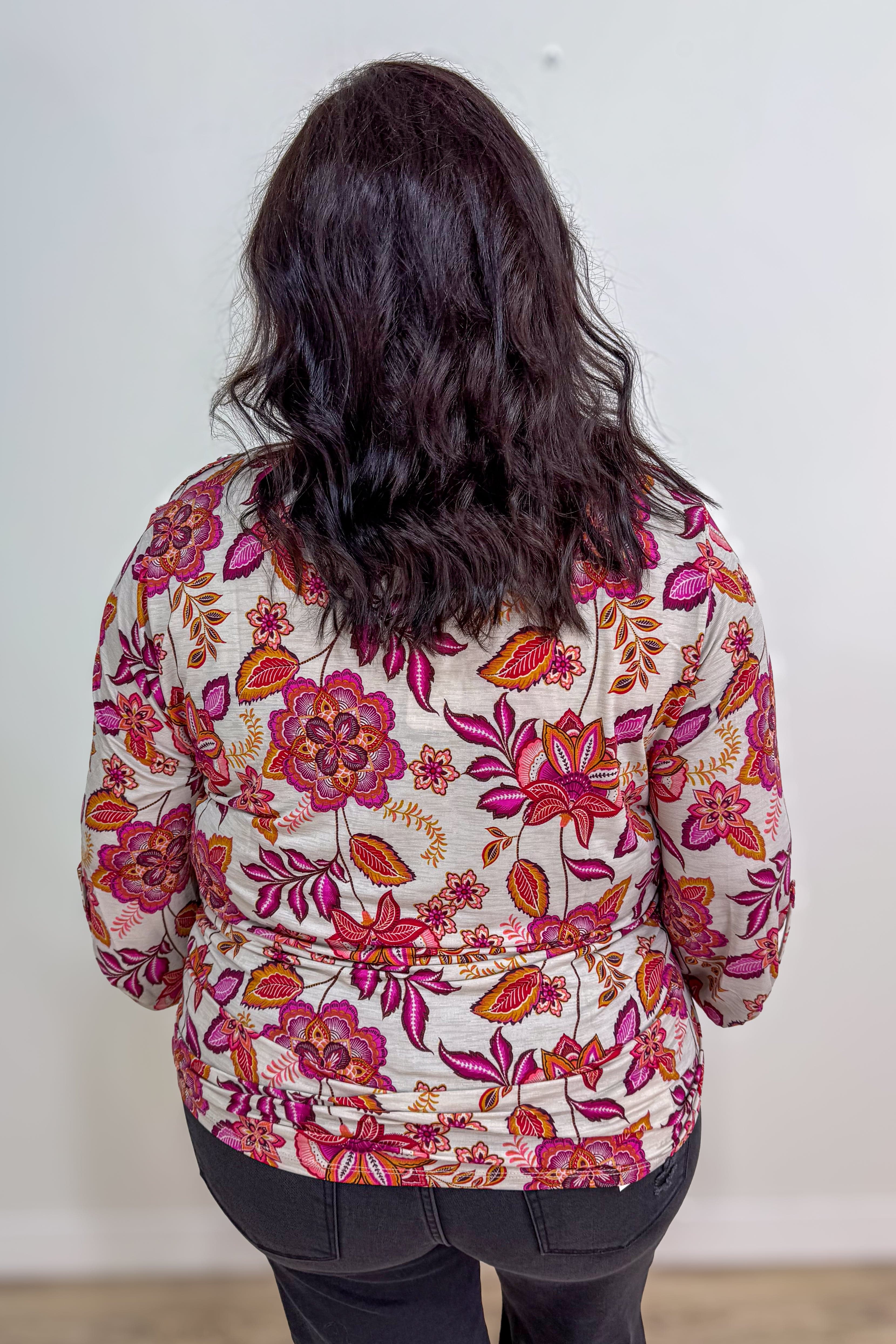 Beige Print Button Lizzy Blouse