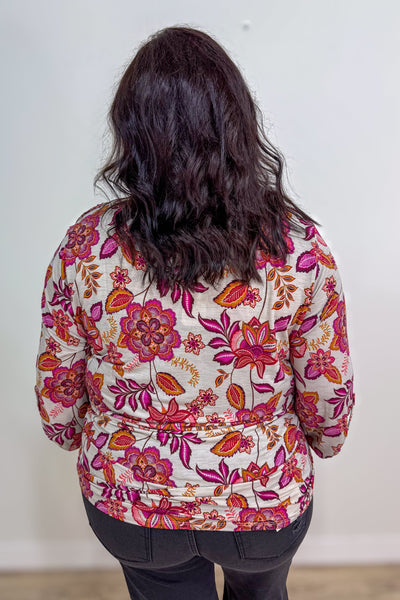 Beige Print Button Lizzy Blouse