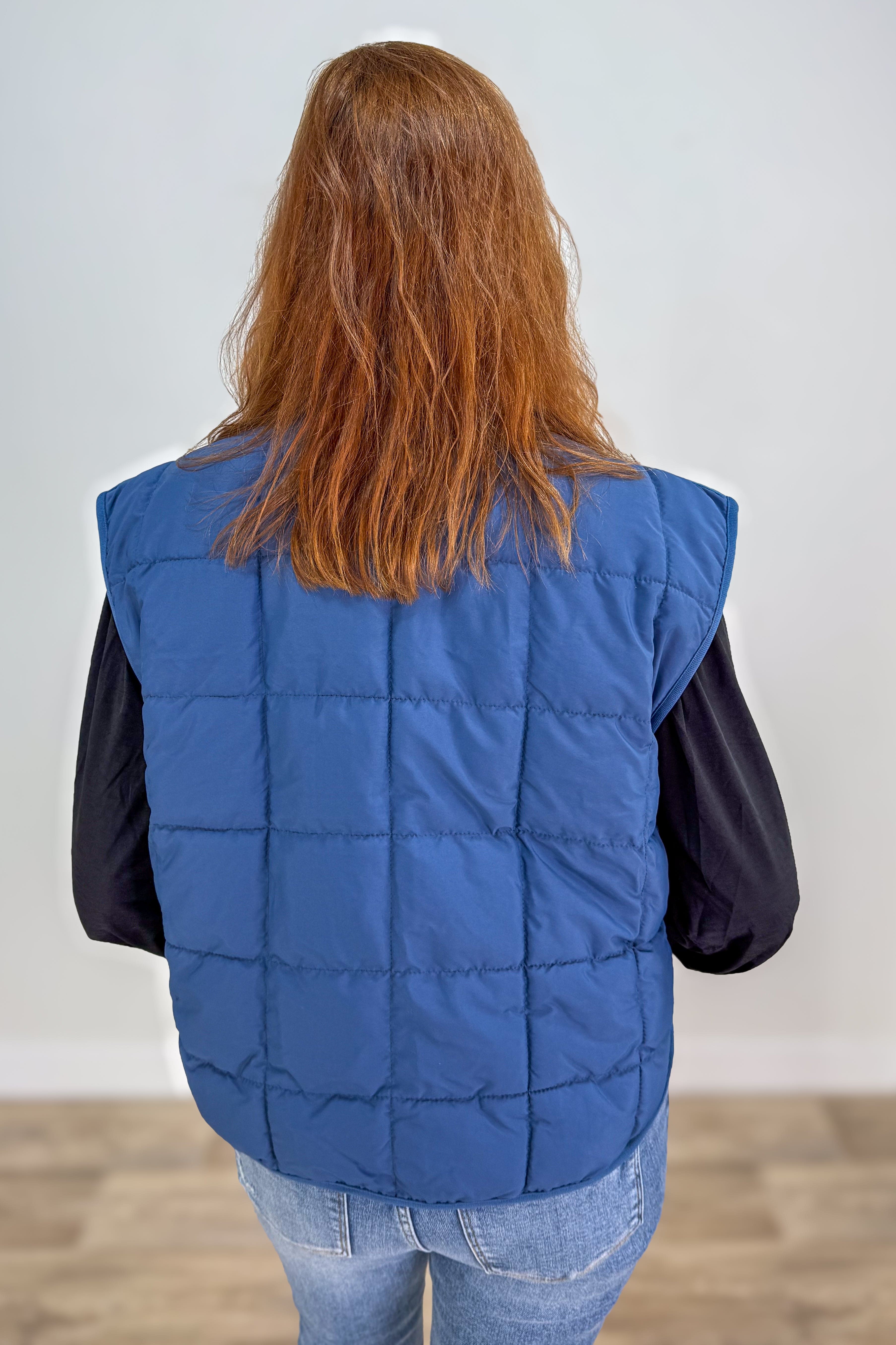 Dusty Blue Quilted Vest back