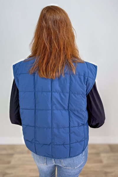 Dusty Blue Quilted Vest back