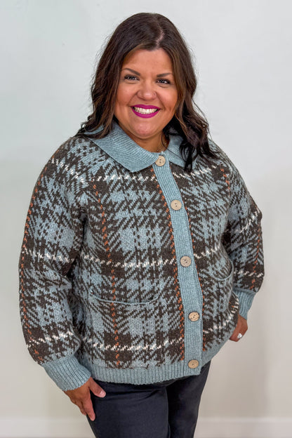 Slate Check Jaquard Sweater Jacket