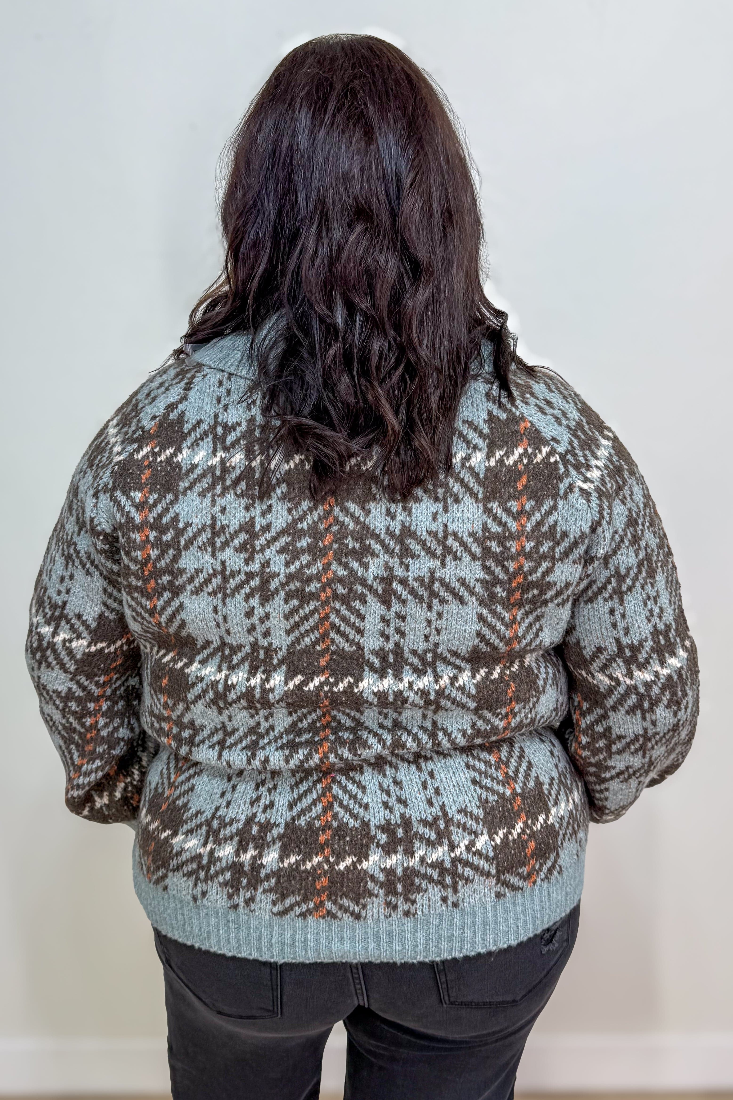 Slate Check Jaquard Sweater Jacket back