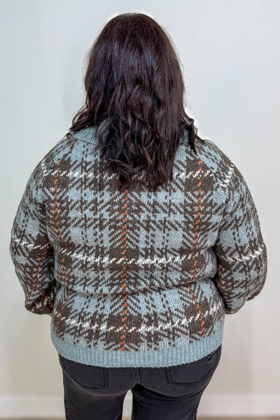 Slate Check Jaquard Sweater Jacket back